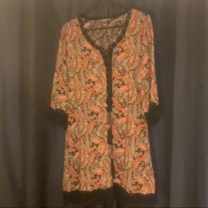 Black/Burgundy/Peach Paisley MissMe Dress, Size L